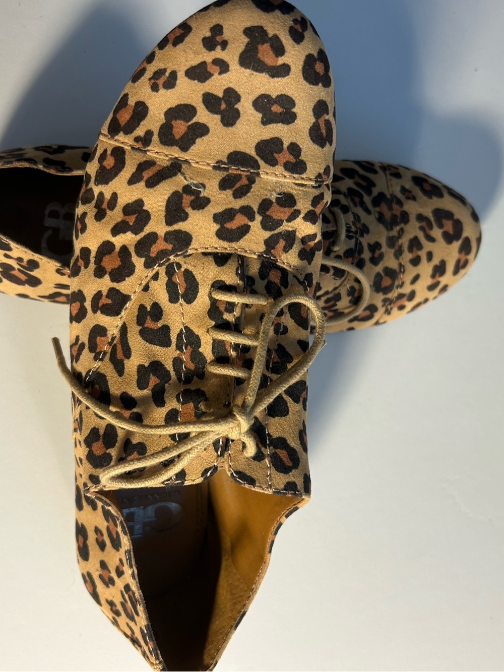 Gianni Bini Leopard-Print Lace-Up Flats in Tan and Black - Picture 4 of 5